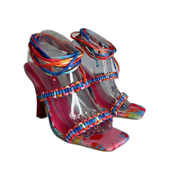 Cape Robbin ladies colorful ankle tie high heels size 9 colorful cute - Picture 4 of 9